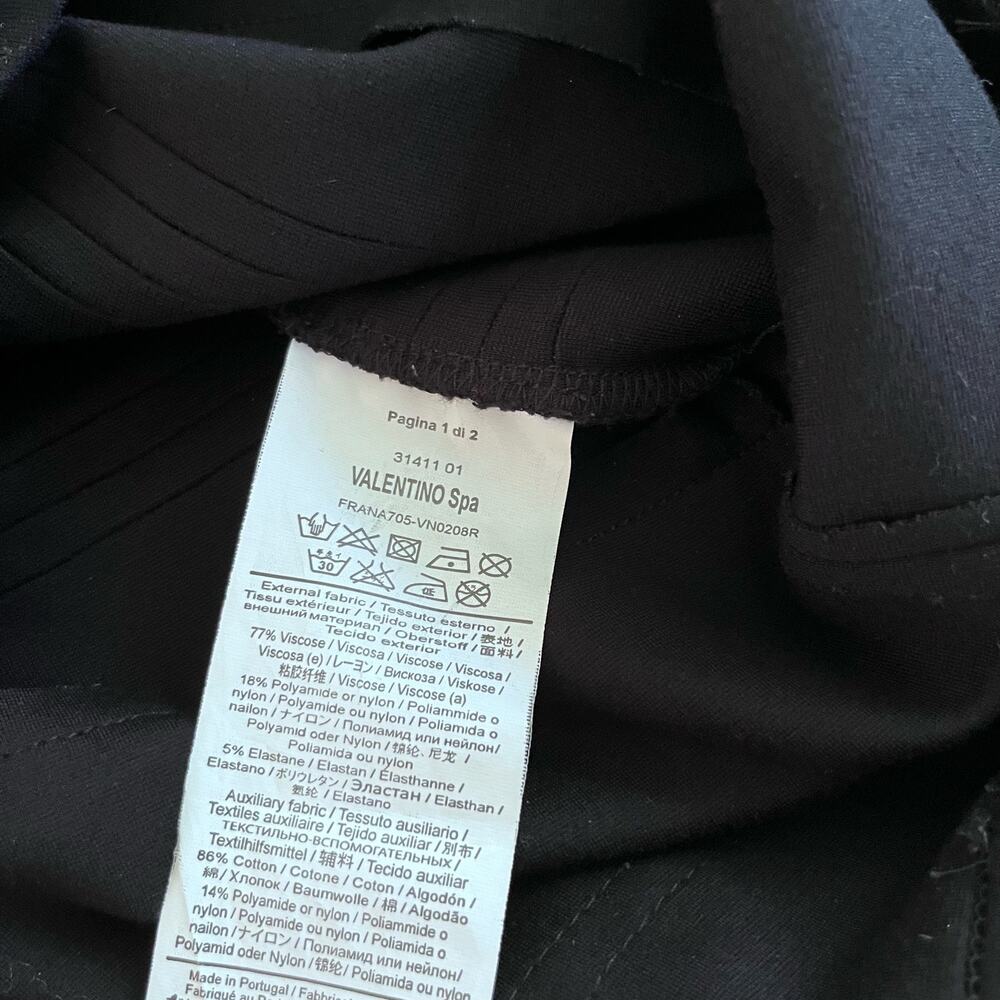 Red Valentino Black Short Sleeve Lace Velvet Trim Scalloped Knee Length Dress L - Picture 13 of 14